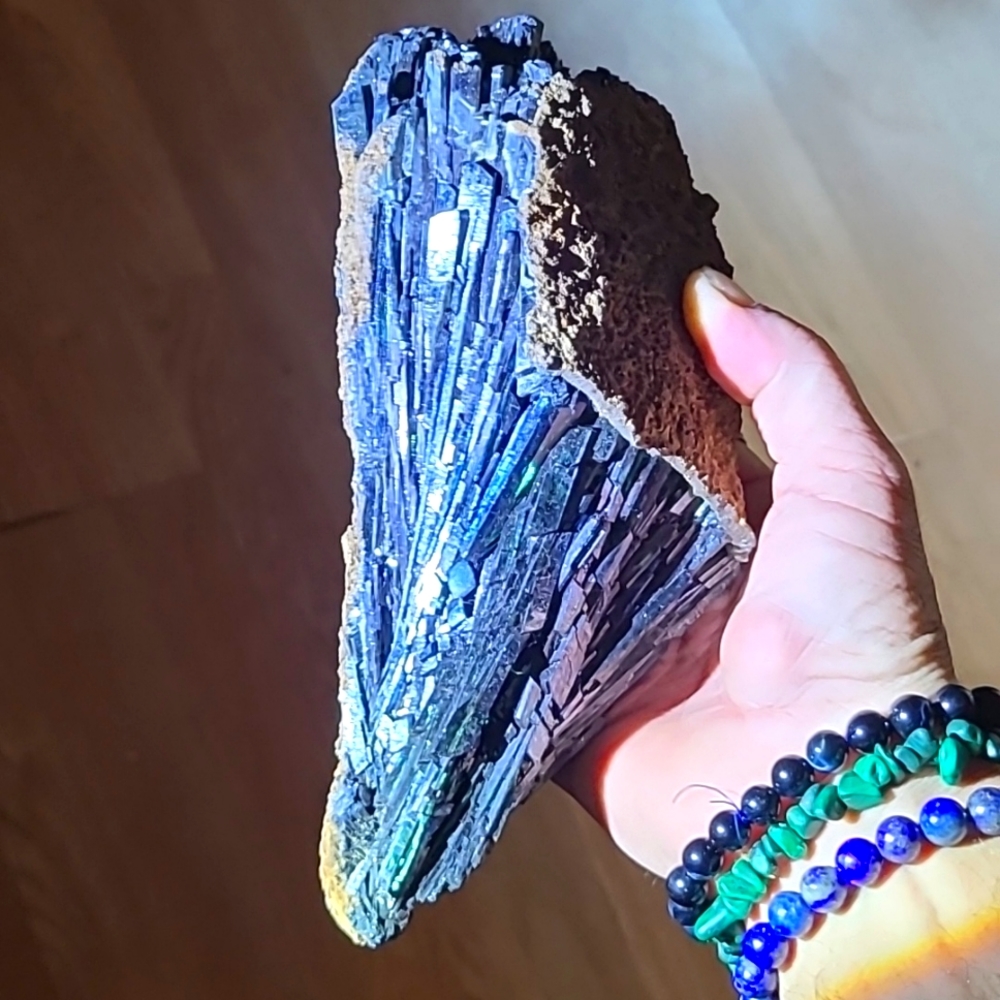 3.3 lb blue and green vivianite with matrix!!